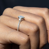 1.20 CT Pear Moissanite Three Stone & Pave Setting Engagement Ring - farrellouise