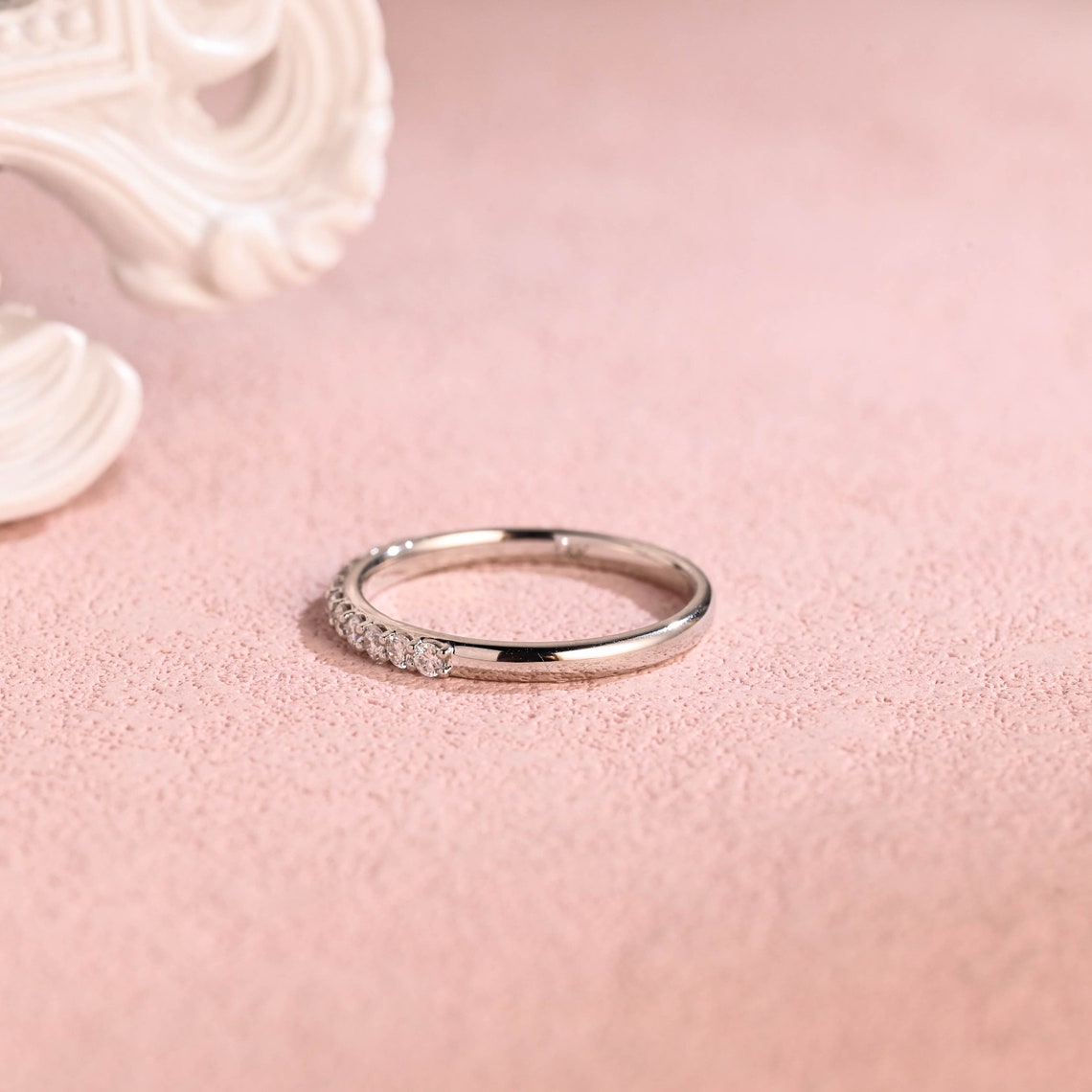 Half Eternity Wedding Band Featuring 0.35 TCW Round Moissanite 9