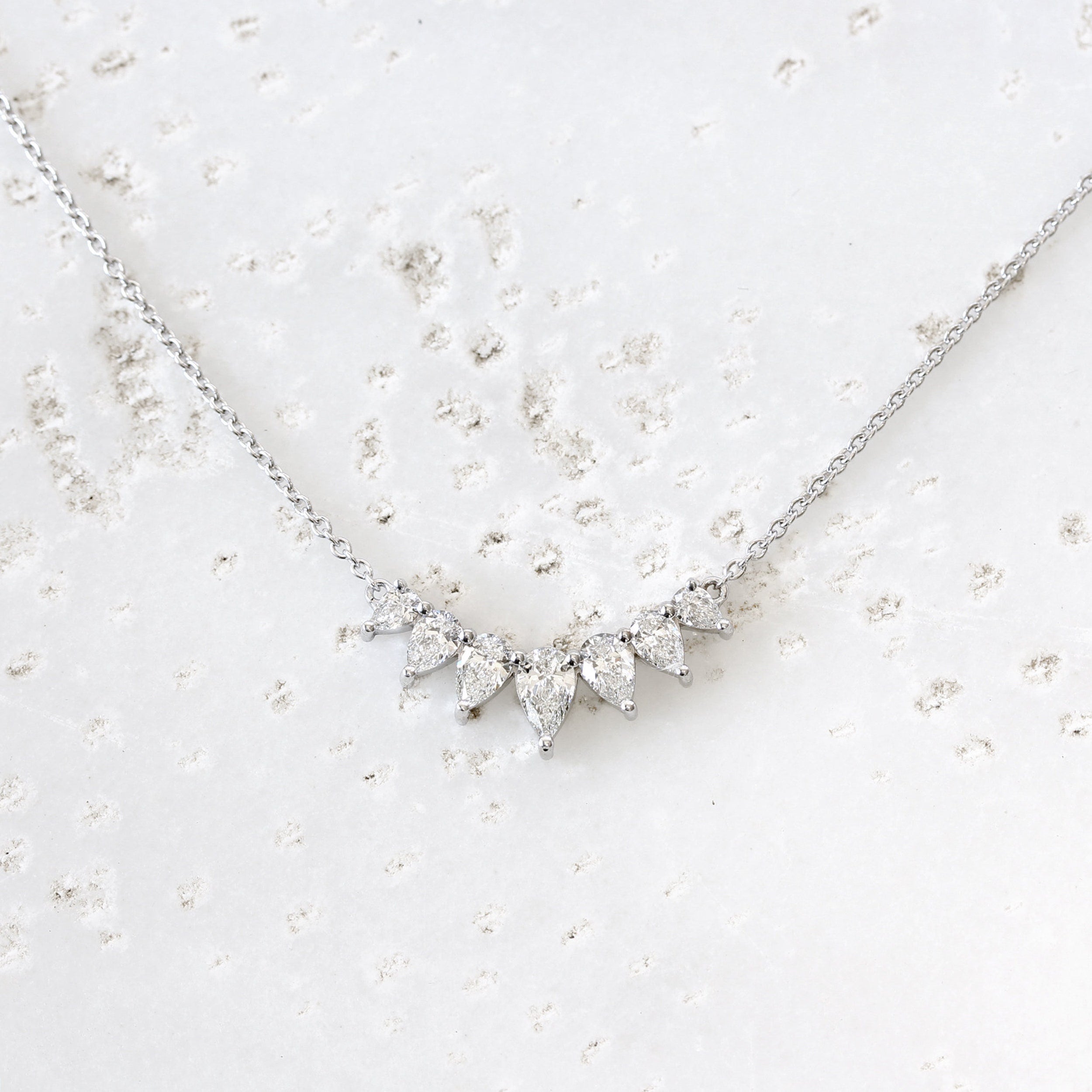 1.70 CT Pear Shape Moissanite Seven Stone Necklace 2