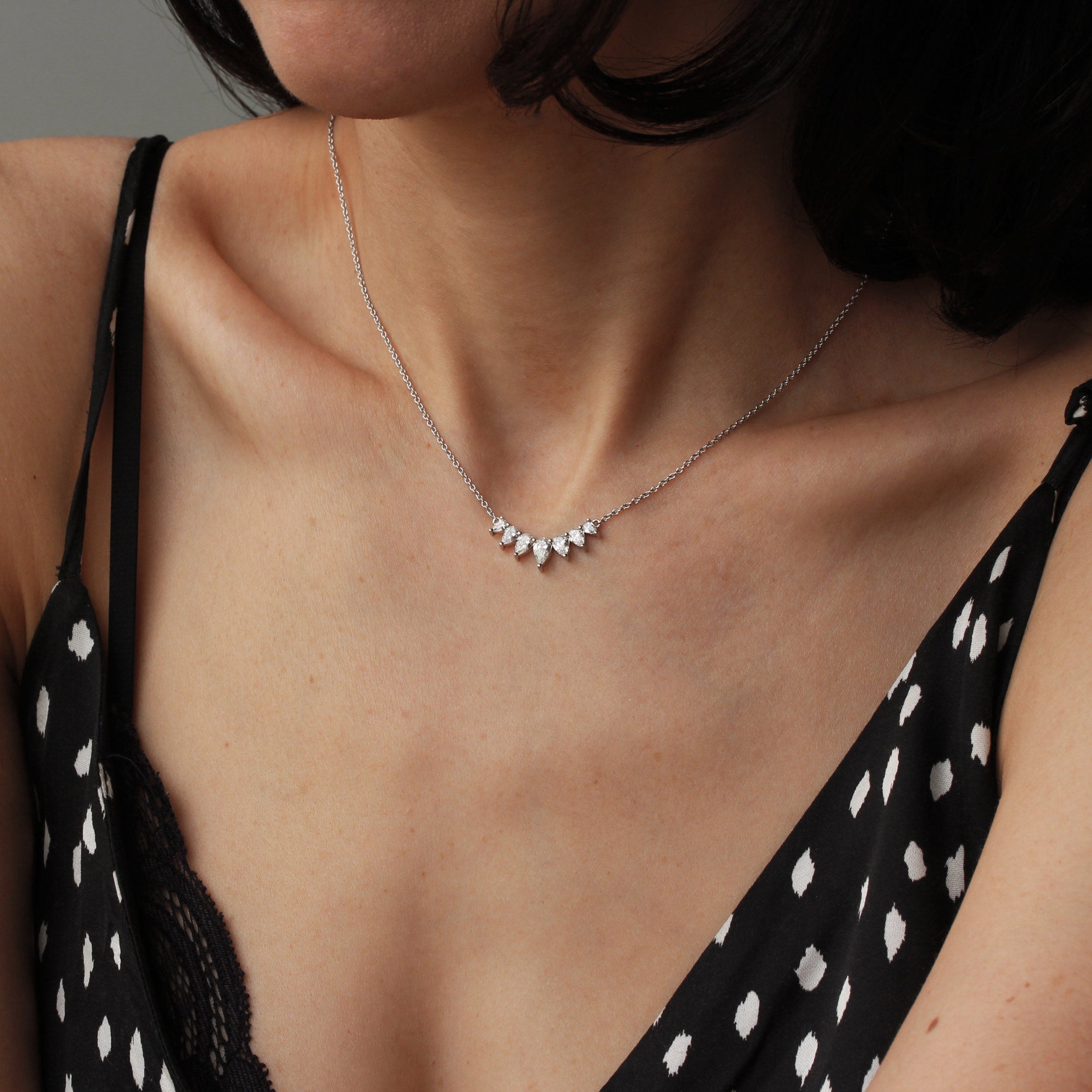 1.70 CT Pear Shape Moissanite Seven Stone Necklace 1