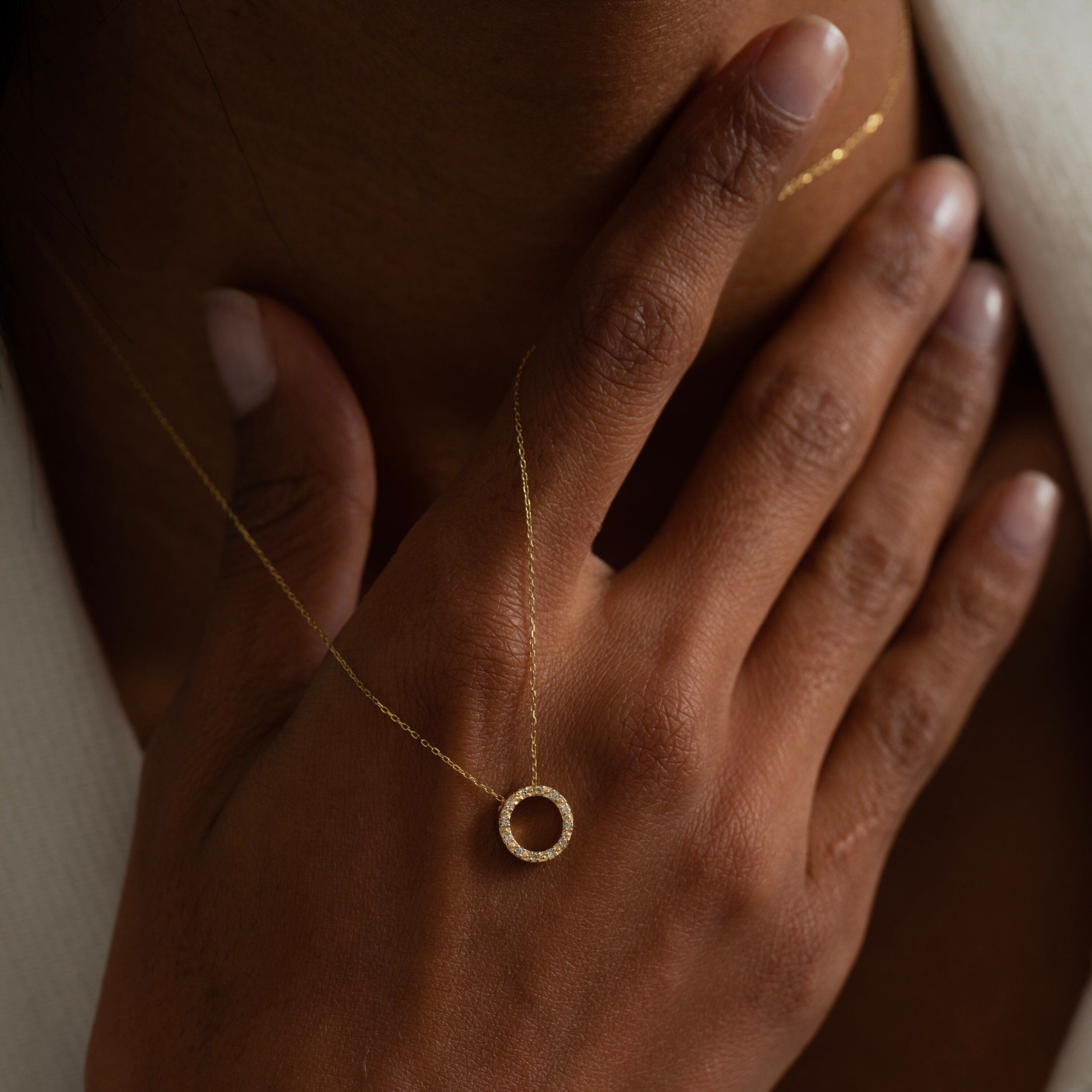 0.06 Carats Round Shaped Moissanite Circle Style Necklace 7