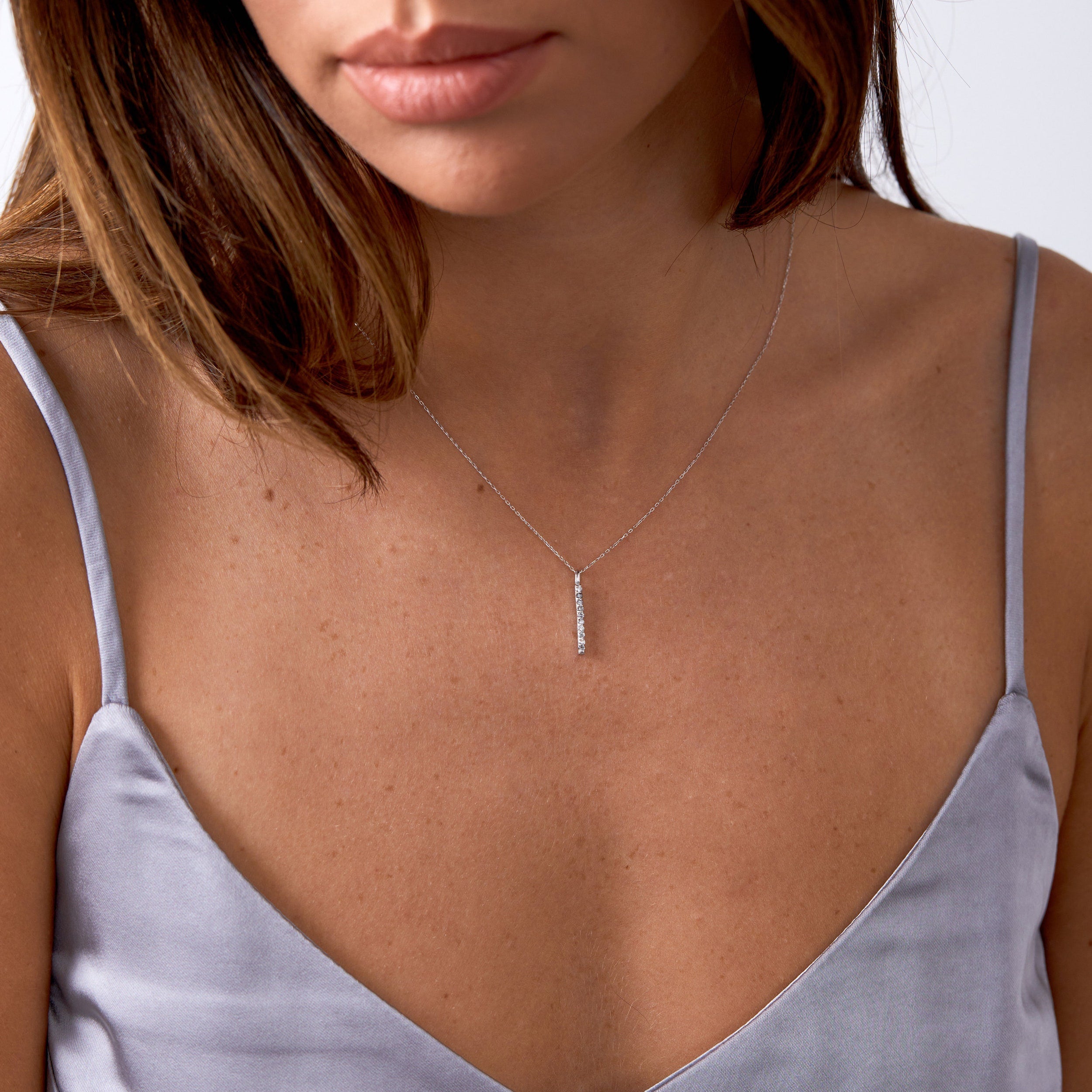 0.1 Carats Round Shaped Moissanite Minimalist Necklace For Her 3