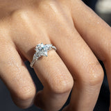 1.20 CT Pear Moissanite Three Stone & Pave Setting Engagement Ring - farrellouise