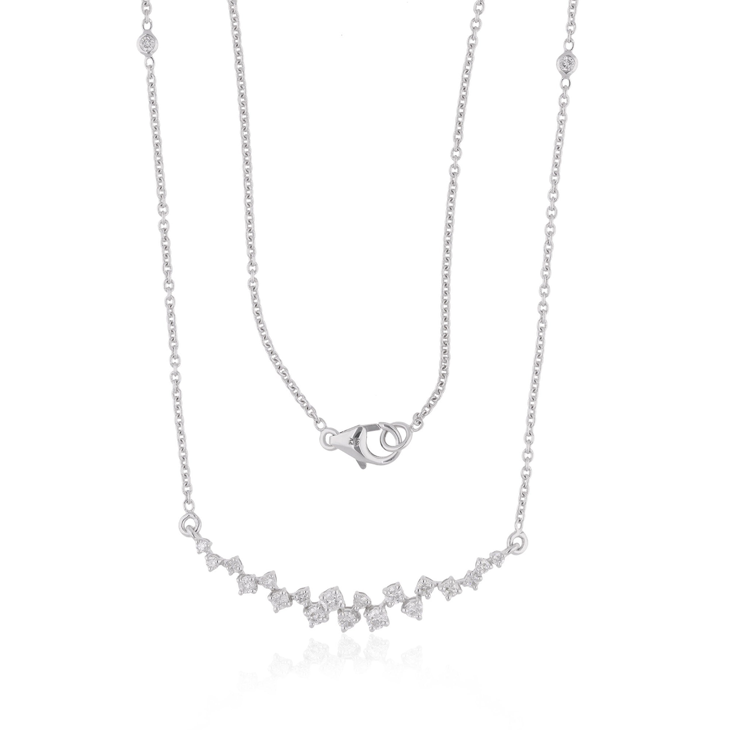 1.50 Carats Round Cut Moissanite Cluster Style Necklace 4