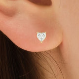 1.0 TCW  Heart Cut Moissanite Solitaire Stud Earrings 1