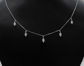 0.36 TCW Marquise Shape Moissanite Dainty Layer Necklace 10