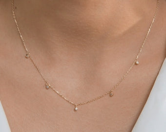 0.36 TCW Marquise Shape Moissanite Dainty Layer Necklace 11