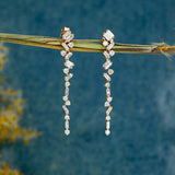 0.77 TCW Baguette and Round Cut Moissanite Dangle Earrings 3