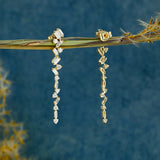 0.77 TCW Baguette and Round Cut Moissanite Dangle Earrings 6