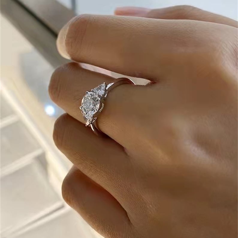 Round Three Stone Lab-Grown Diamond Engagement Ring