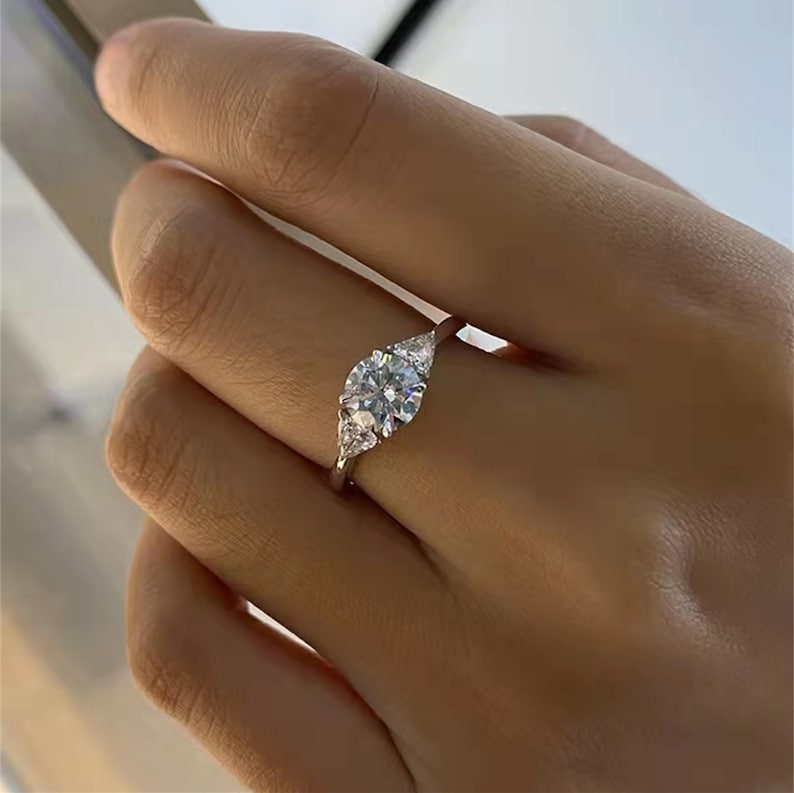 Round Three Stone Lab-Grown Diamond Engagement Ring