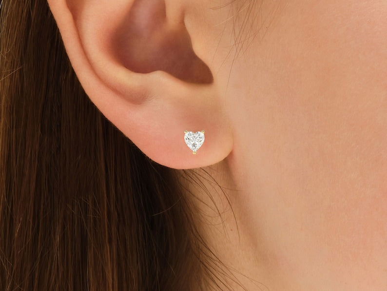 1.0 TCW  Heart Cut Moissanite Solitaire Stud Earrings 2
