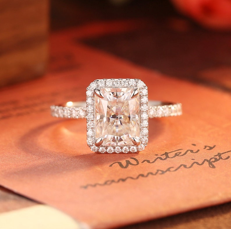 Radiant Halo & Pave Lab-Grown Diamond Engagement Ring