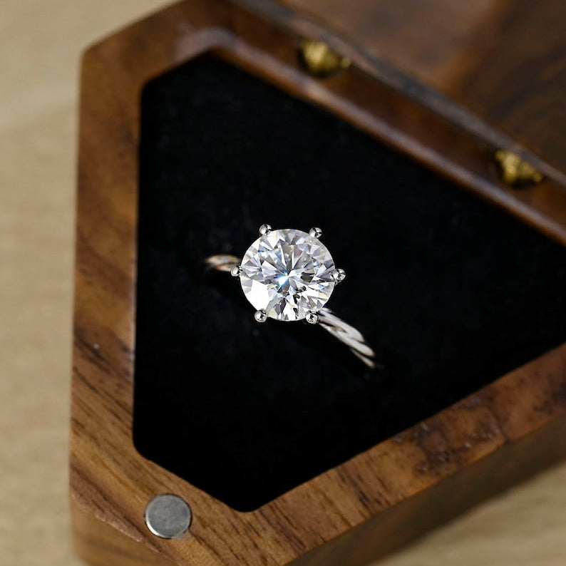 Round Twisted Shank Solitaire Lab-Grown Diamond Engagement Ring