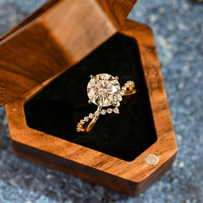 Round Twisted Pave Lab-Grown Diamond Engagement Ring