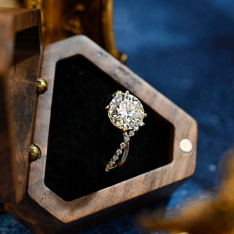 Round Twisted Pave Lab-Grown Diamond Engagement Ring