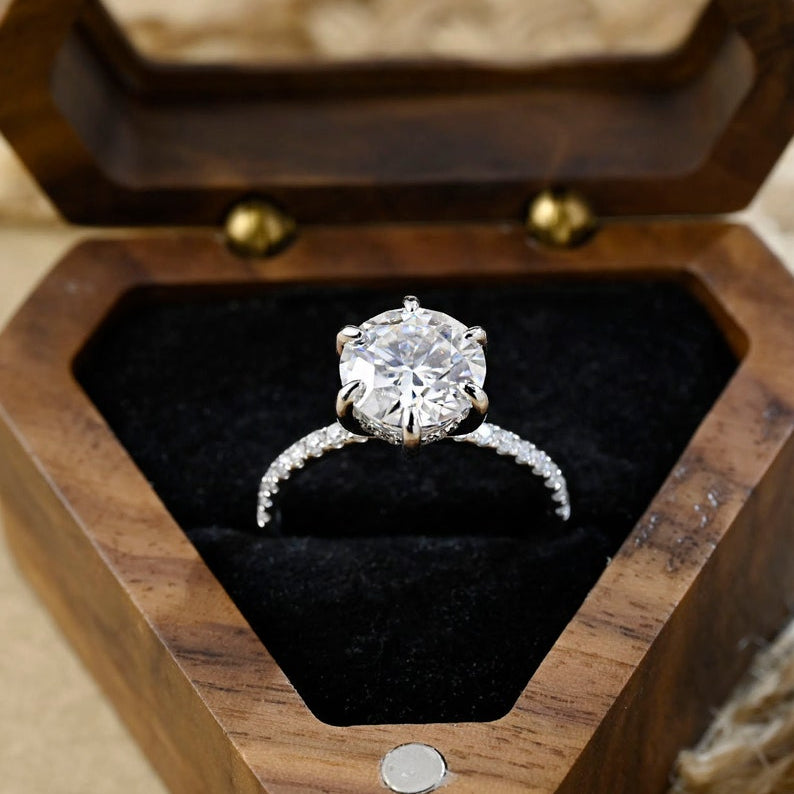 Round Pave Lab-Grown Diamond Engagement Ring