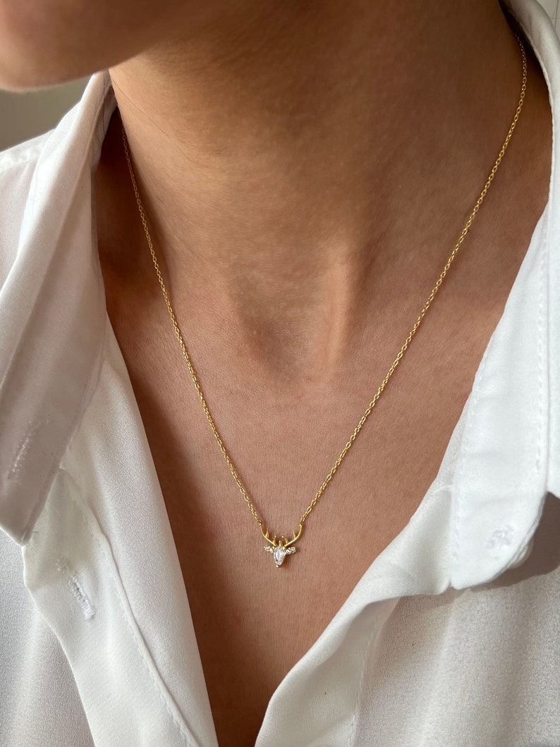 0.7 TCW Deer Shape Moissanite Necklace 1