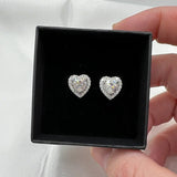 1.25 TCW Heart Cut Moissanite Halo Stud Earrings 3