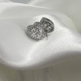 1.25 TCW Heart Cut Moissanite Halo Stud Earrings 1