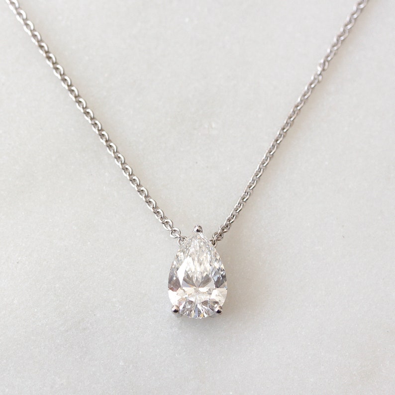 0.18 Carats Pear Cut Moissanite Solitaire Necklace For Her 2