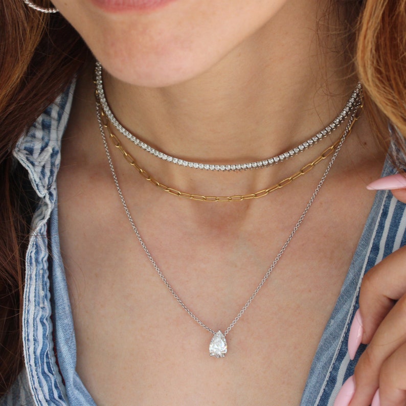 0.18 Carats Pear Cut Moissanite Solitaire Necklace For Her 1