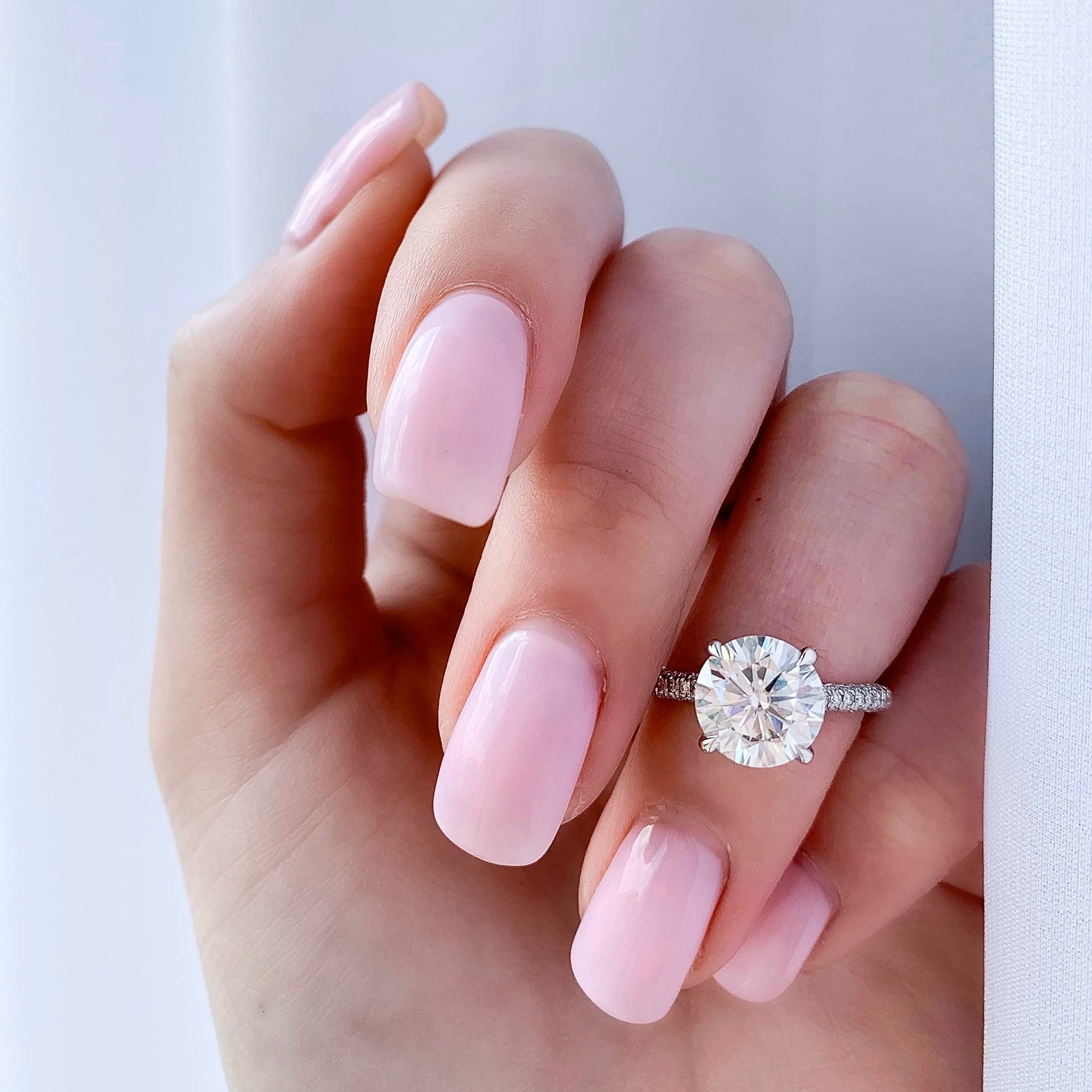 Round Pave Cathedral Lab Grown Diamond Engagement Ring