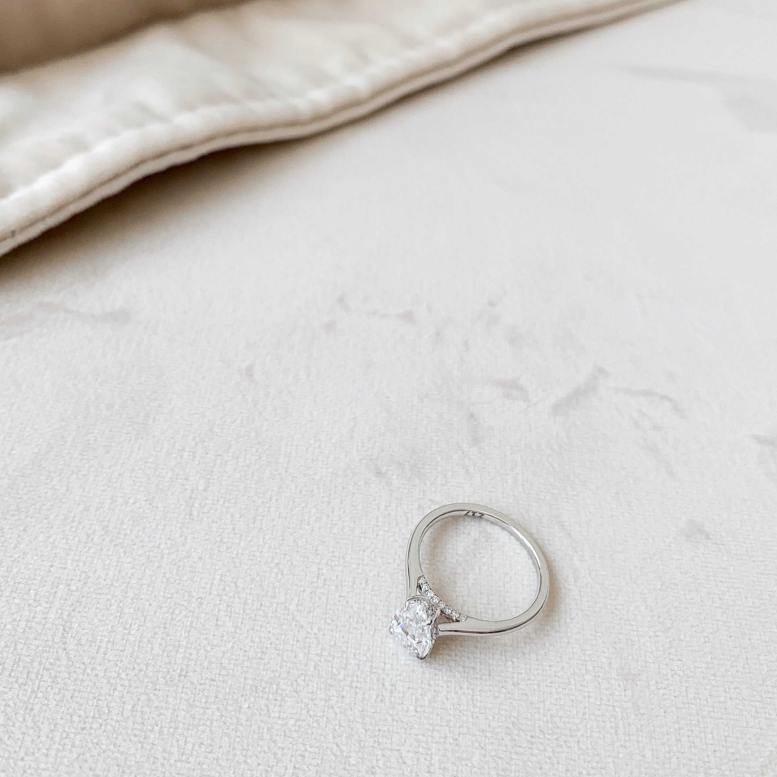 1.5 CT Pear Hidden Halo Moissanite Engagement Ring 2