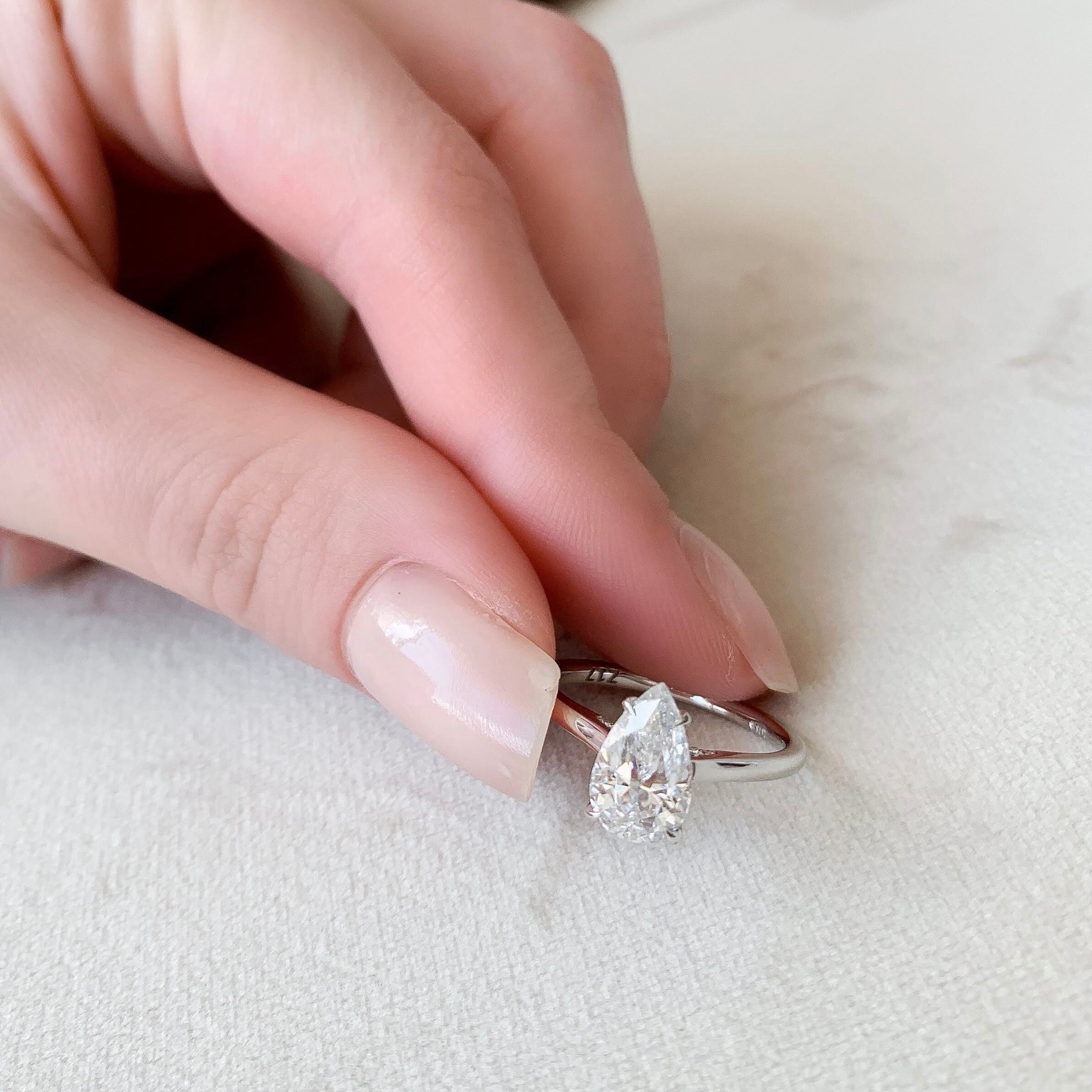 Pear Hidden Halo & Pave Lab Grown Diamond Engagement Ring