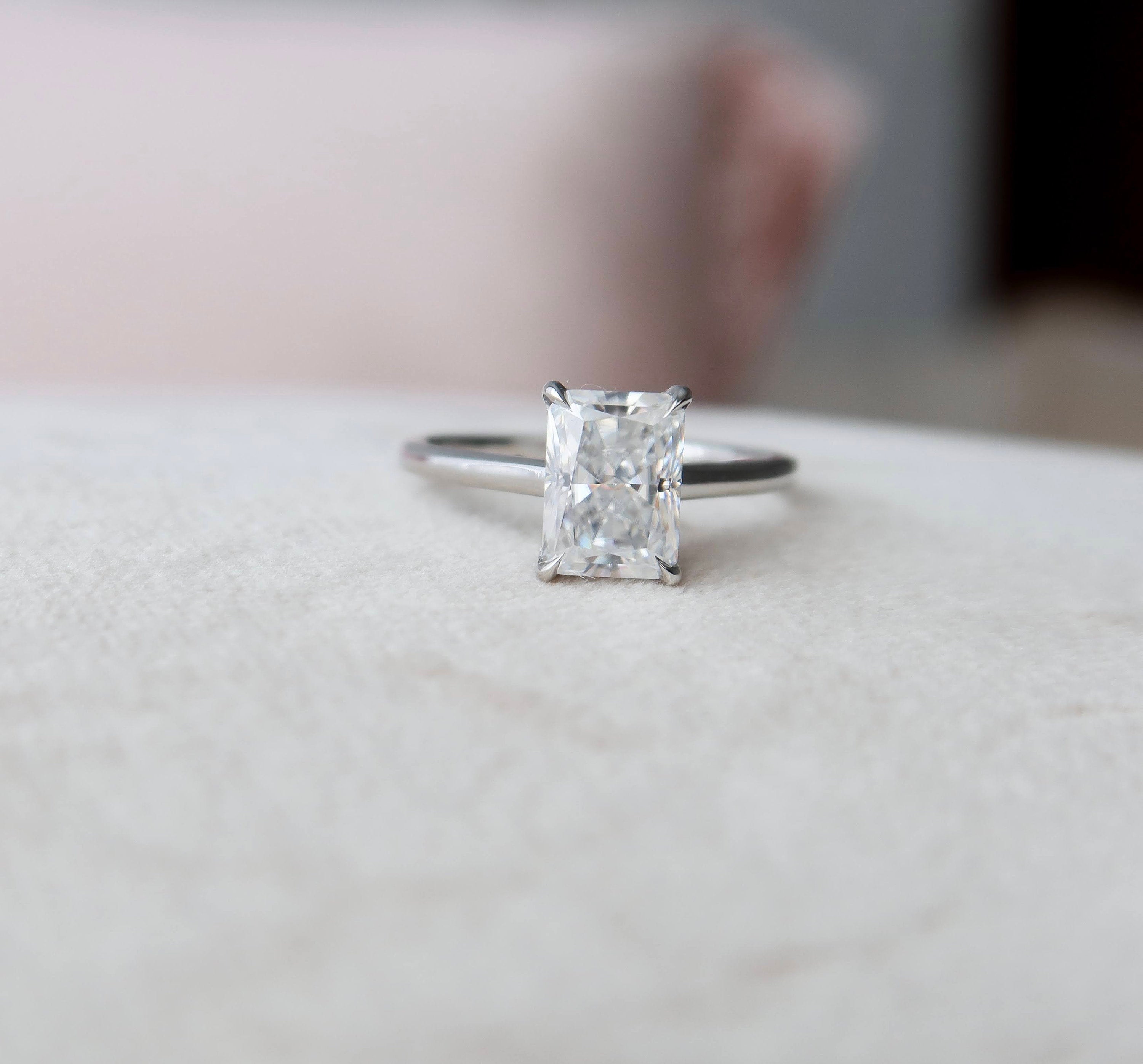 Radiant Hidden Halo & Pave Lab Grown Diamond Engagement Ring