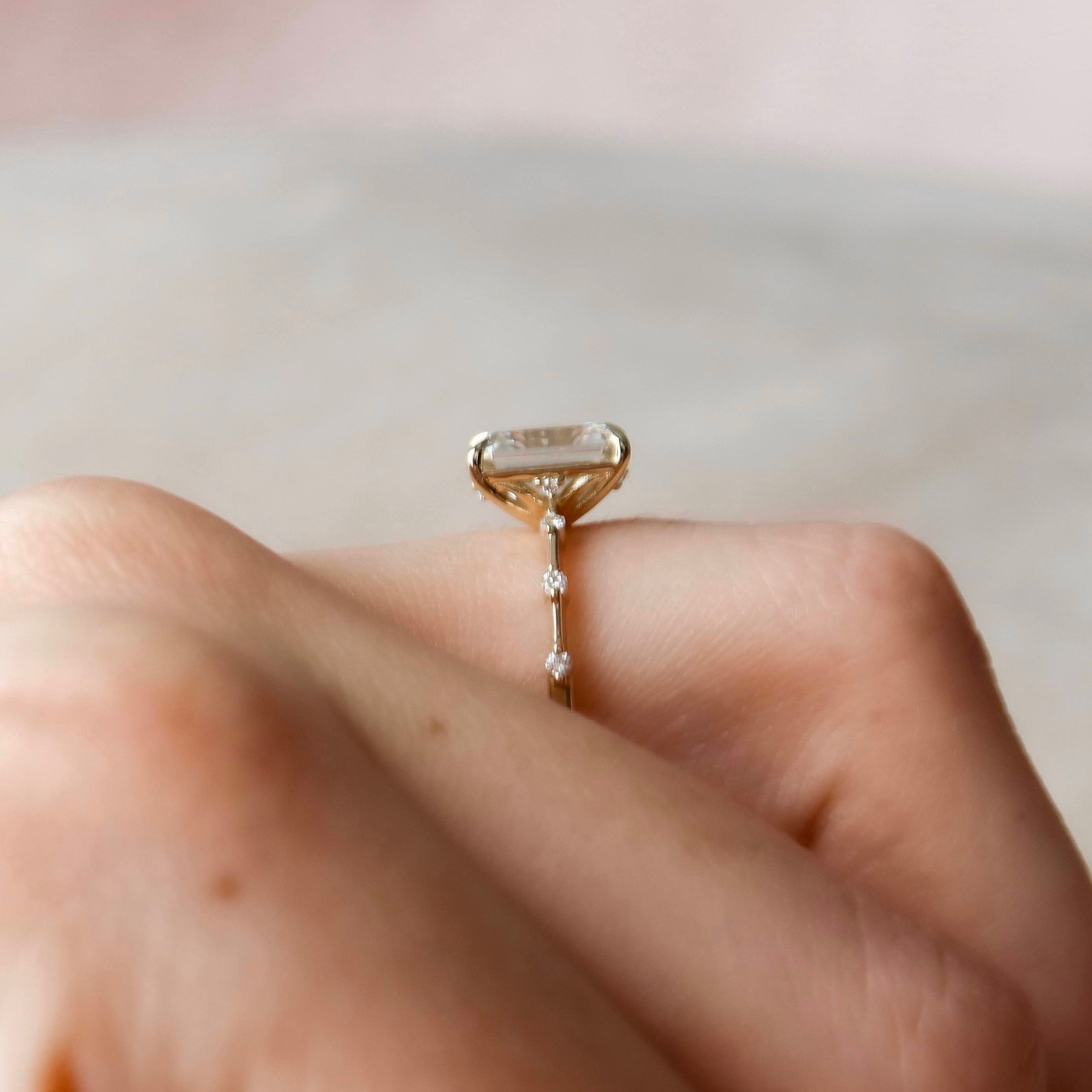 Oval Dainty Pave Lab Grown Diamond Engagement Ring