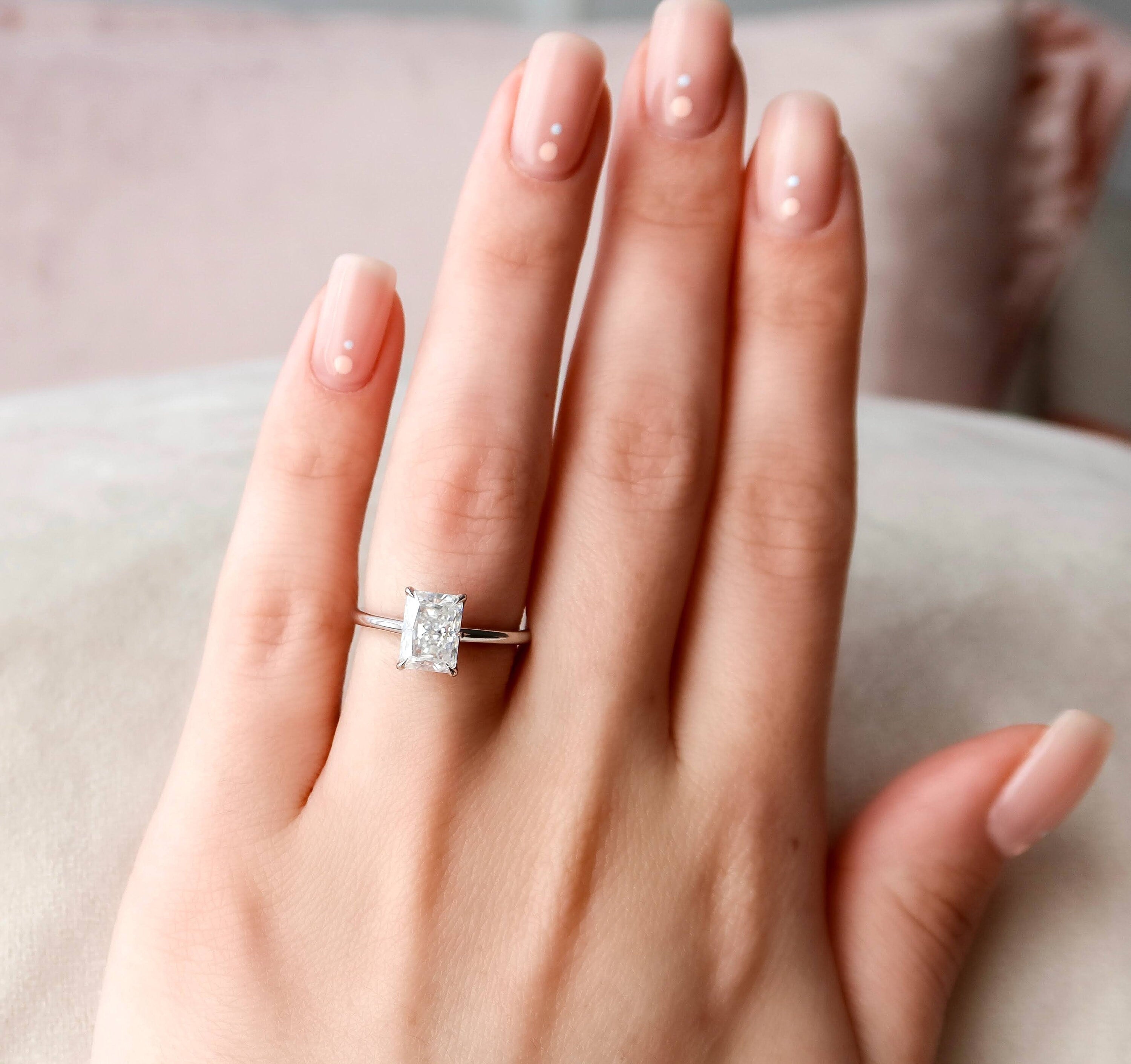 Radiant Hidden Halo & Pave Lab Grown Diamond Engagement Ring