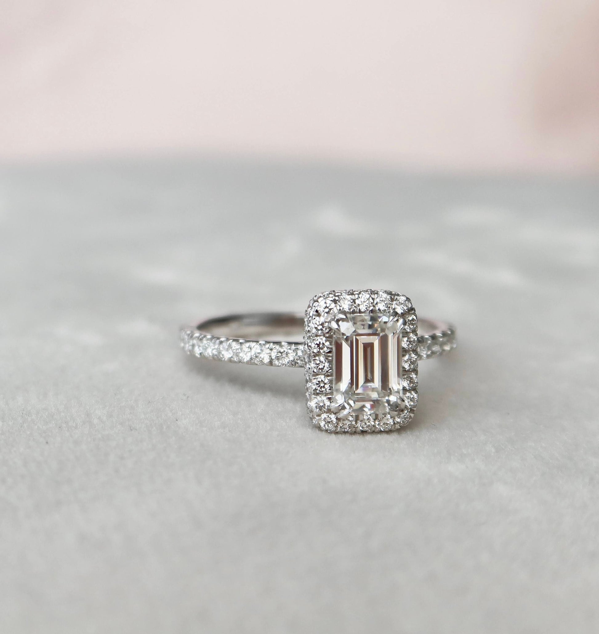 1.0 CT Emerald Halo & Pave Style Moissanite Engagement Ring 5