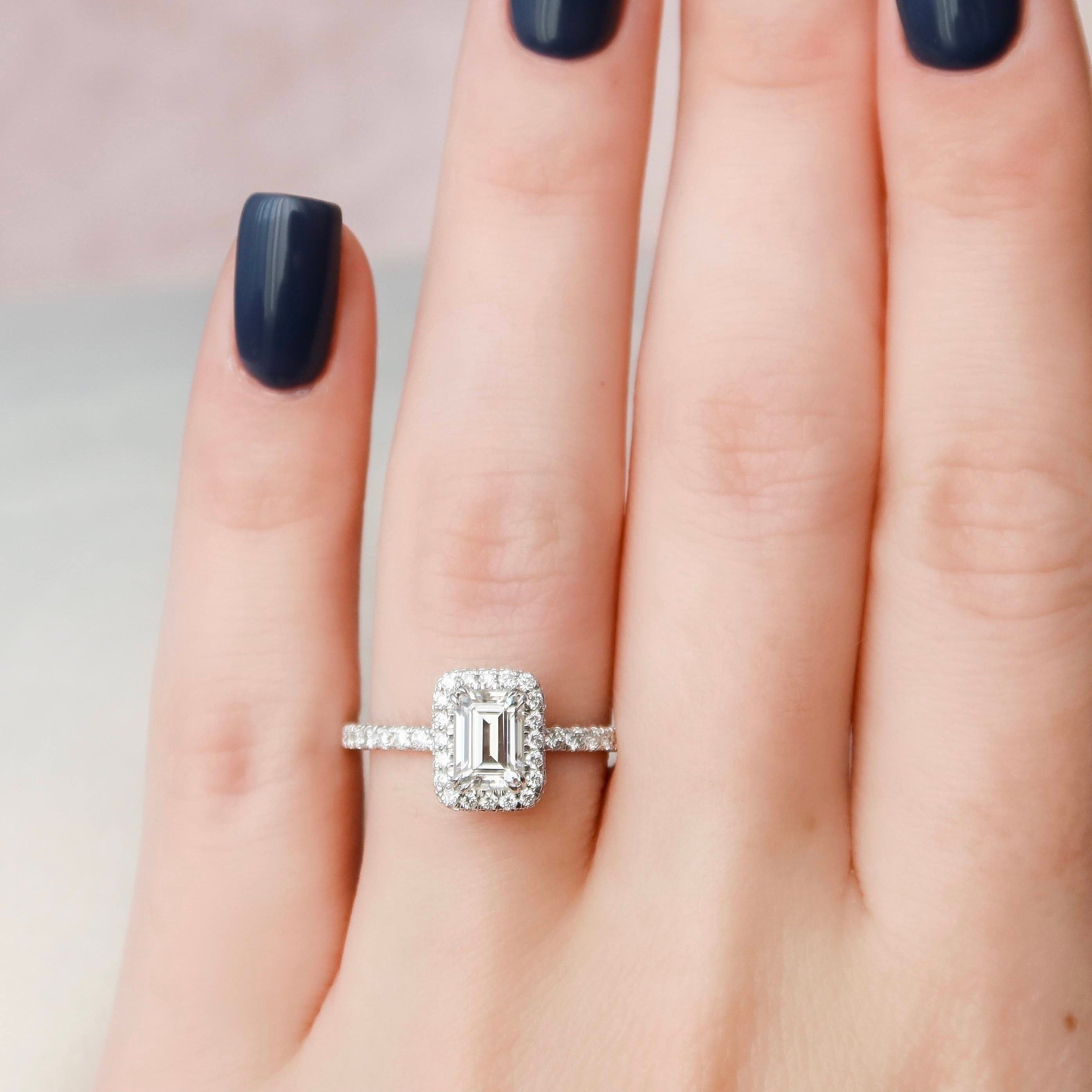 Emerald Halo & Pave Lab Grown Diamond Engagement Ring