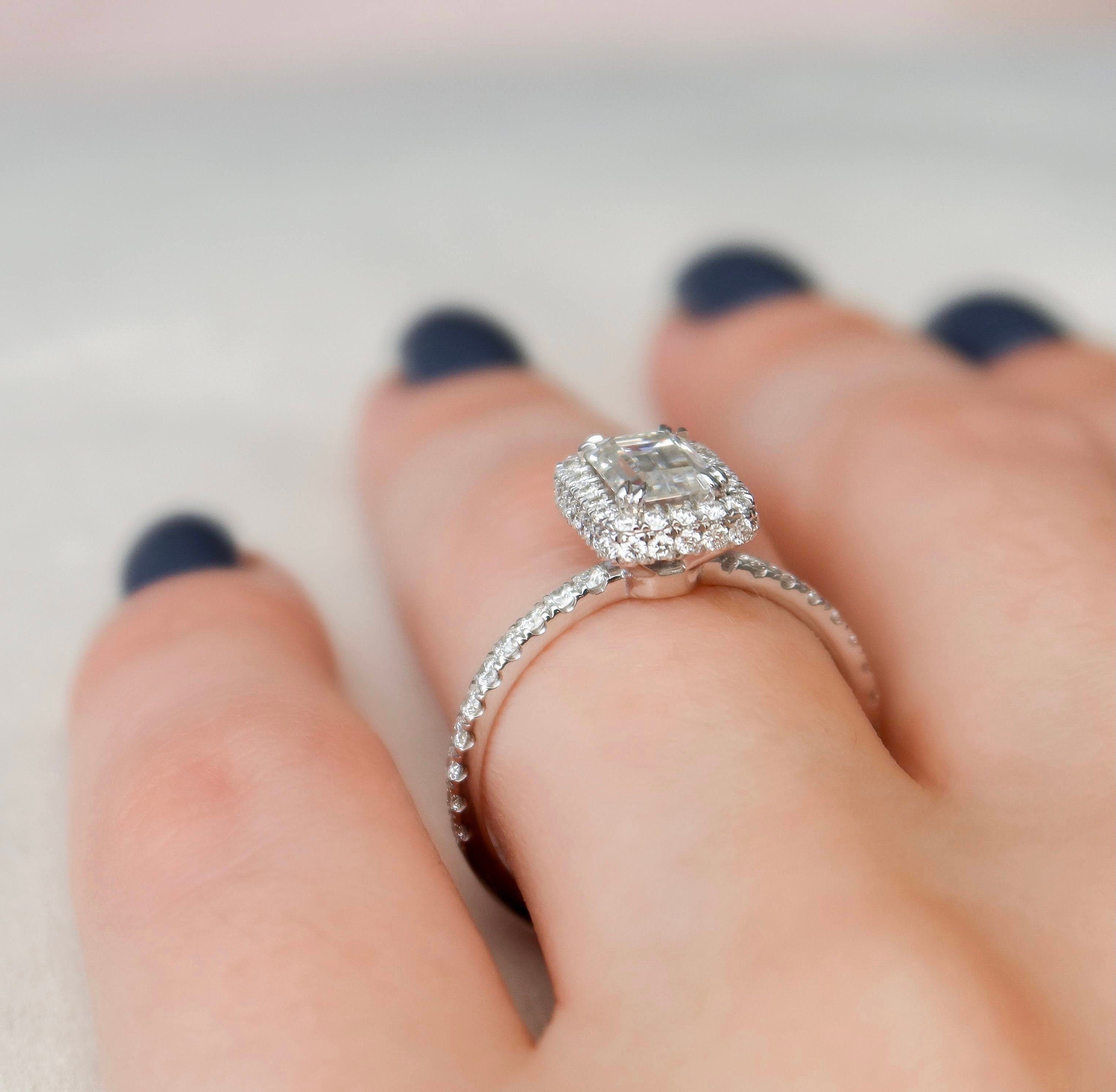 Emerald Halo & Pave Lab Grown Diamond Engagement Ring
