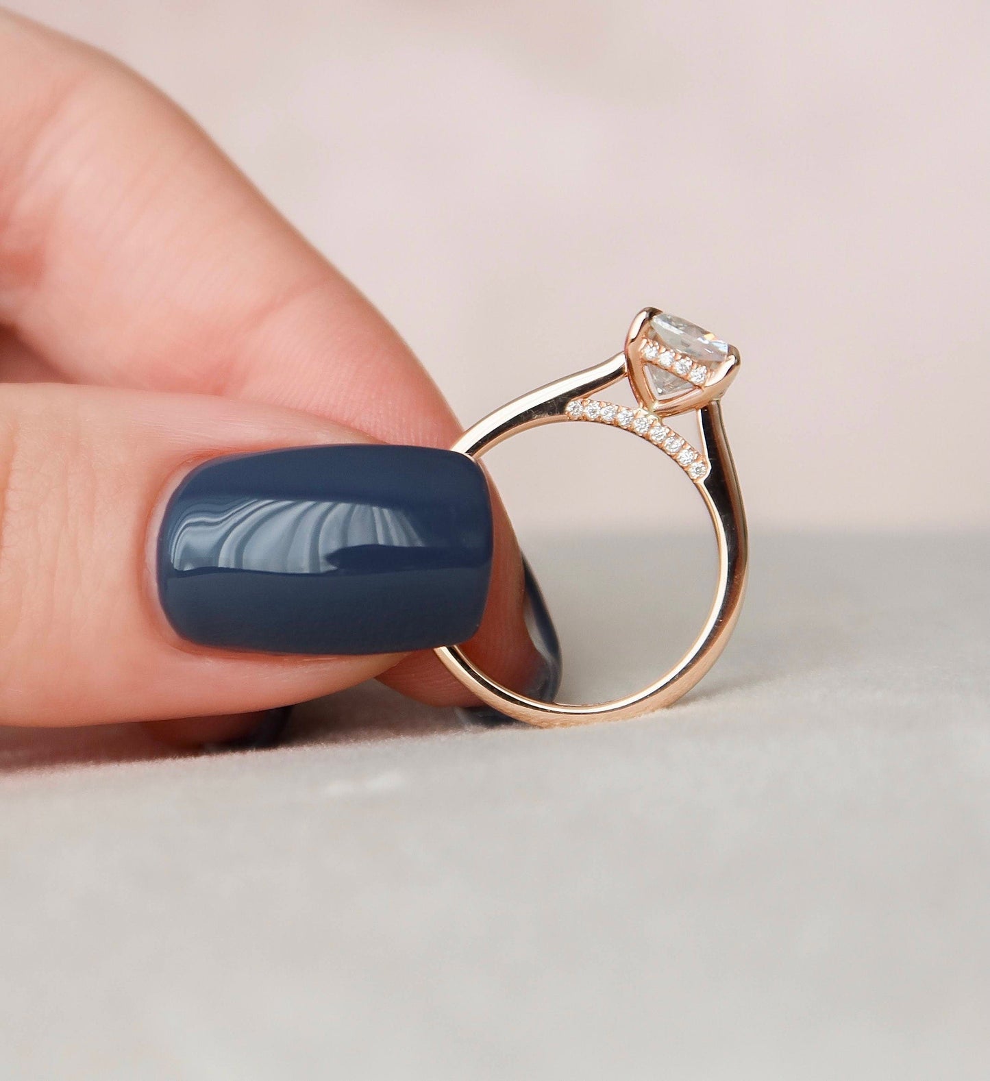 2.0 CT Cushion Cut Hidden Halo Moissanite Engagement Ring 7