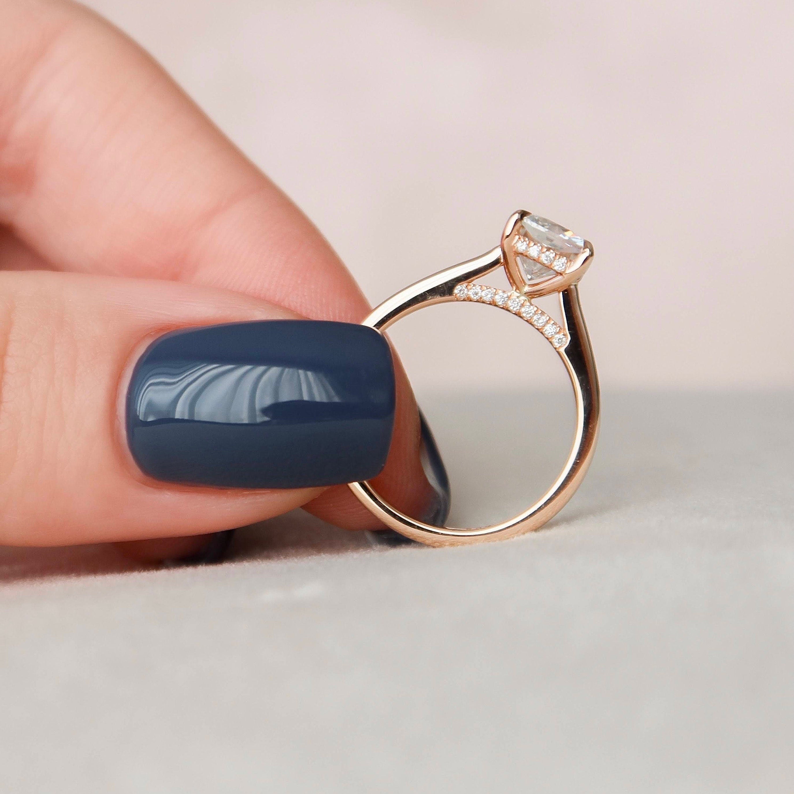 Cushion Pave Lab Grown Diamond Engagement Ring