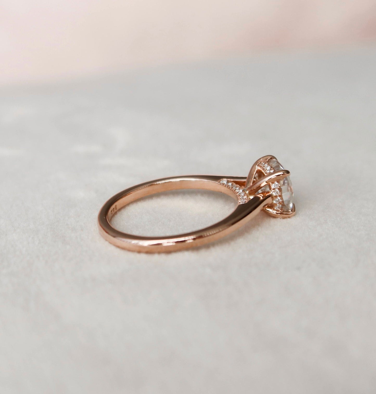 2.0 CT Cushion Cut Hidden Halo Moissanite Engagement Ring 3