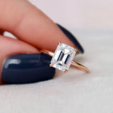 2.0 CT Emerald Hidden Halo Moissanite Engagement Ring 1