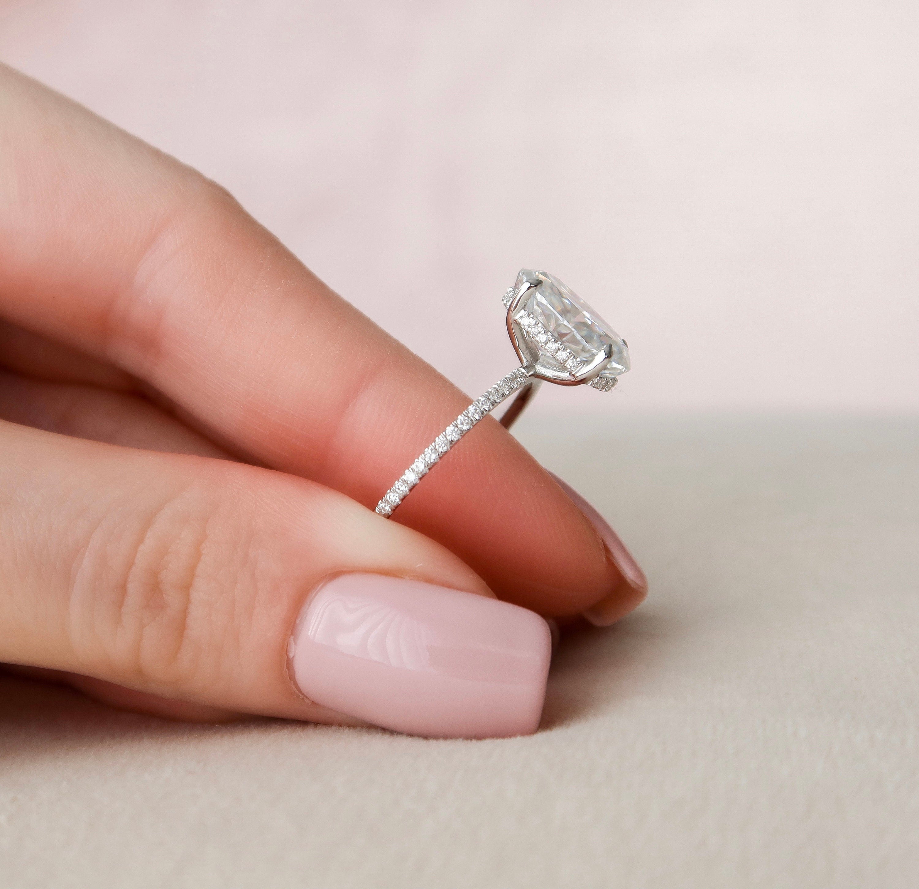Oval Pave Lab Grown Diamond Engagement Ring