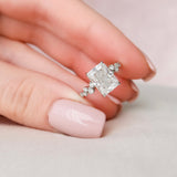 3.5 CT Radiant Cut Hidden Halo Pave Style Moissanite Engagement Ring 2