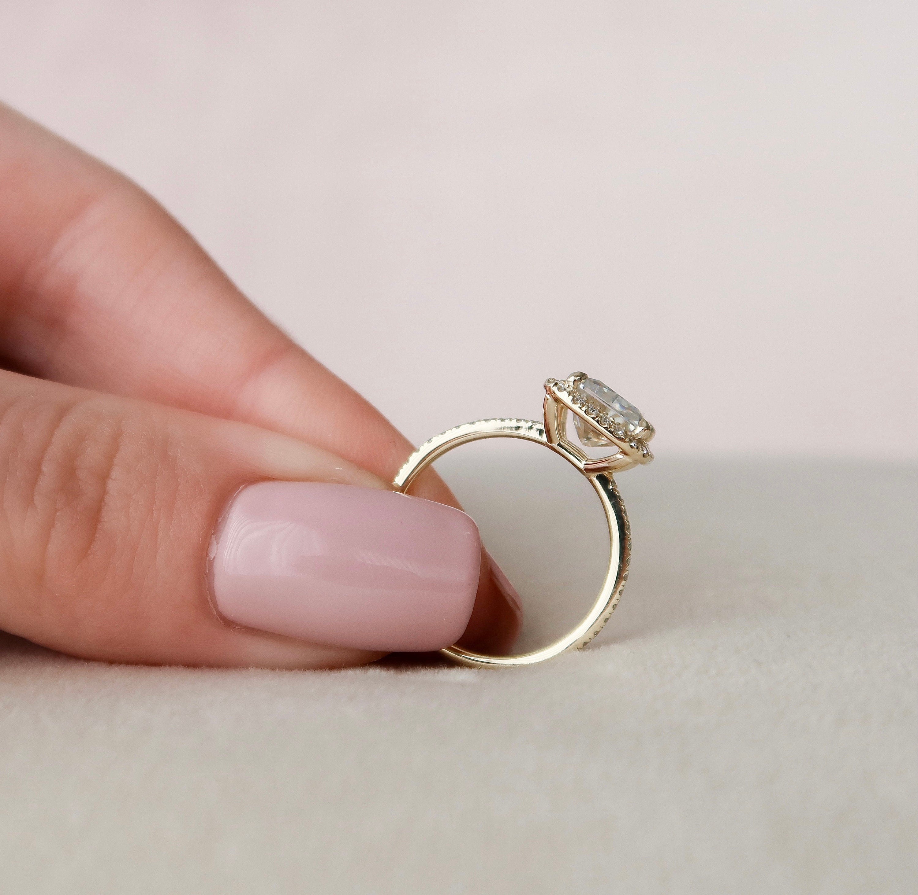 Radiant Halo & Pave Lab Grown Diamond Engagement Ring