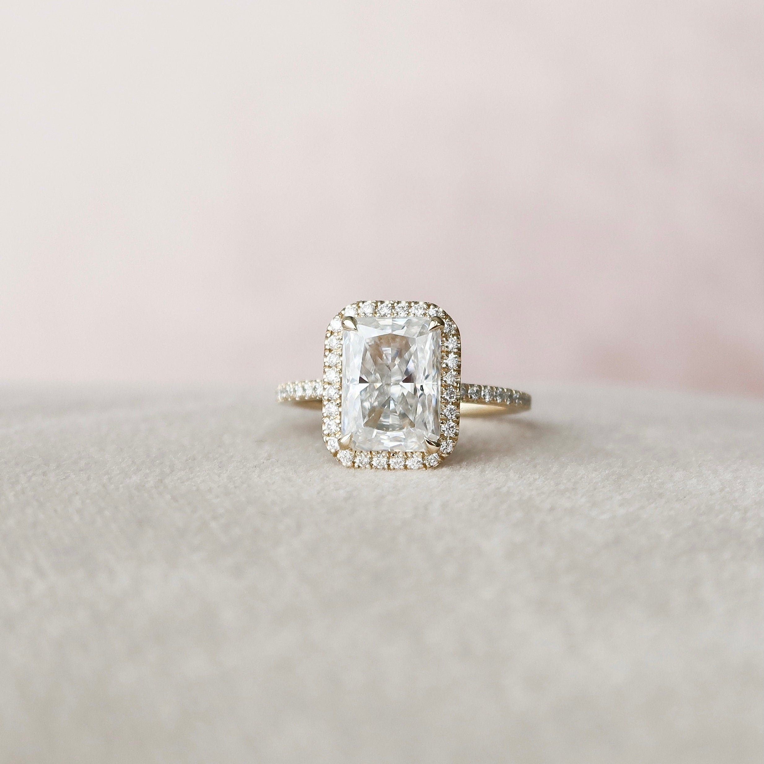 Radiant Halo & Pave Lab Grown Diamond Engagement Ring