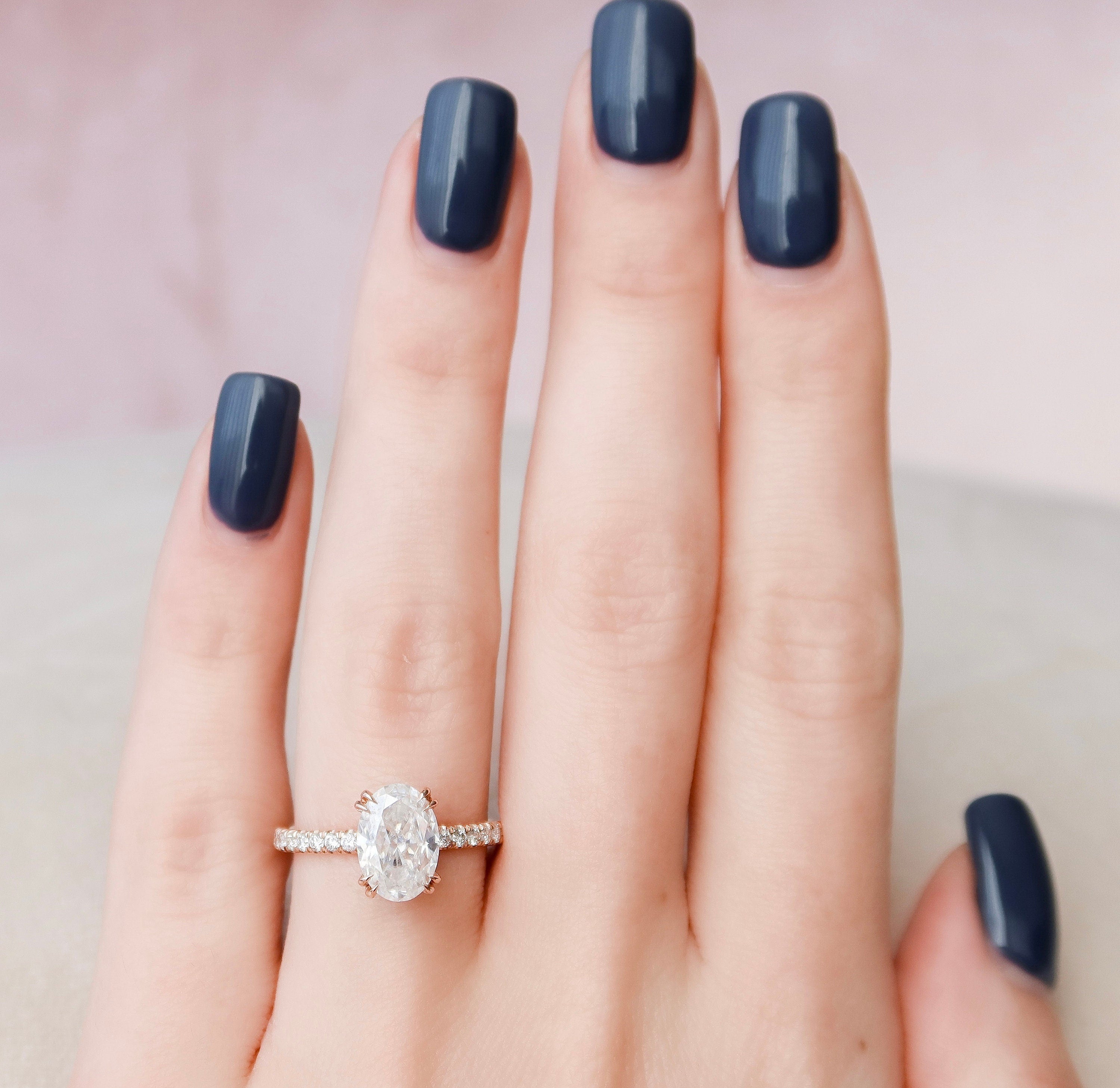 Oval Pave Lab Grown Diamond Engagement Ring