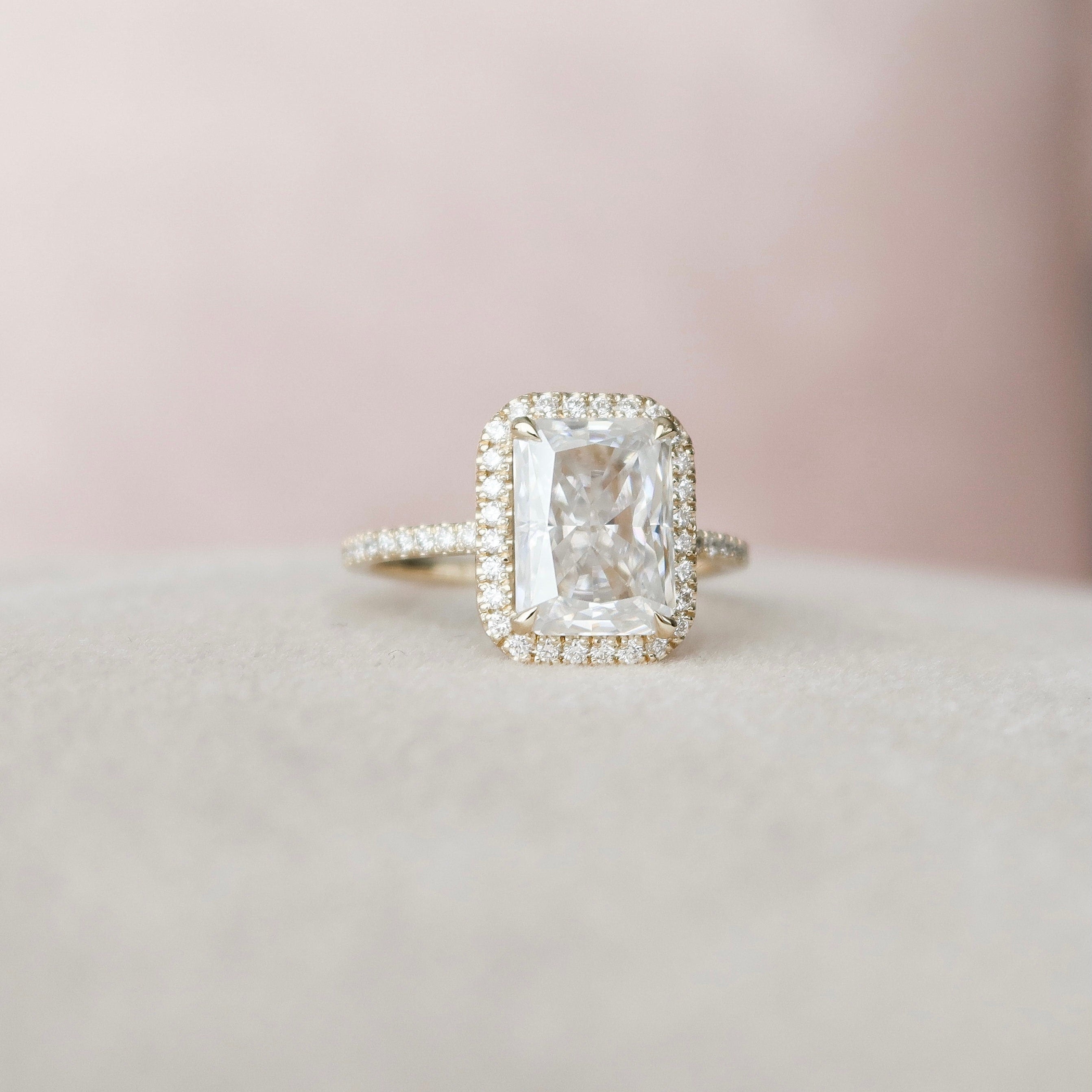 Radiant Halo & Pave Lab Grown Diamond Engagement Ring