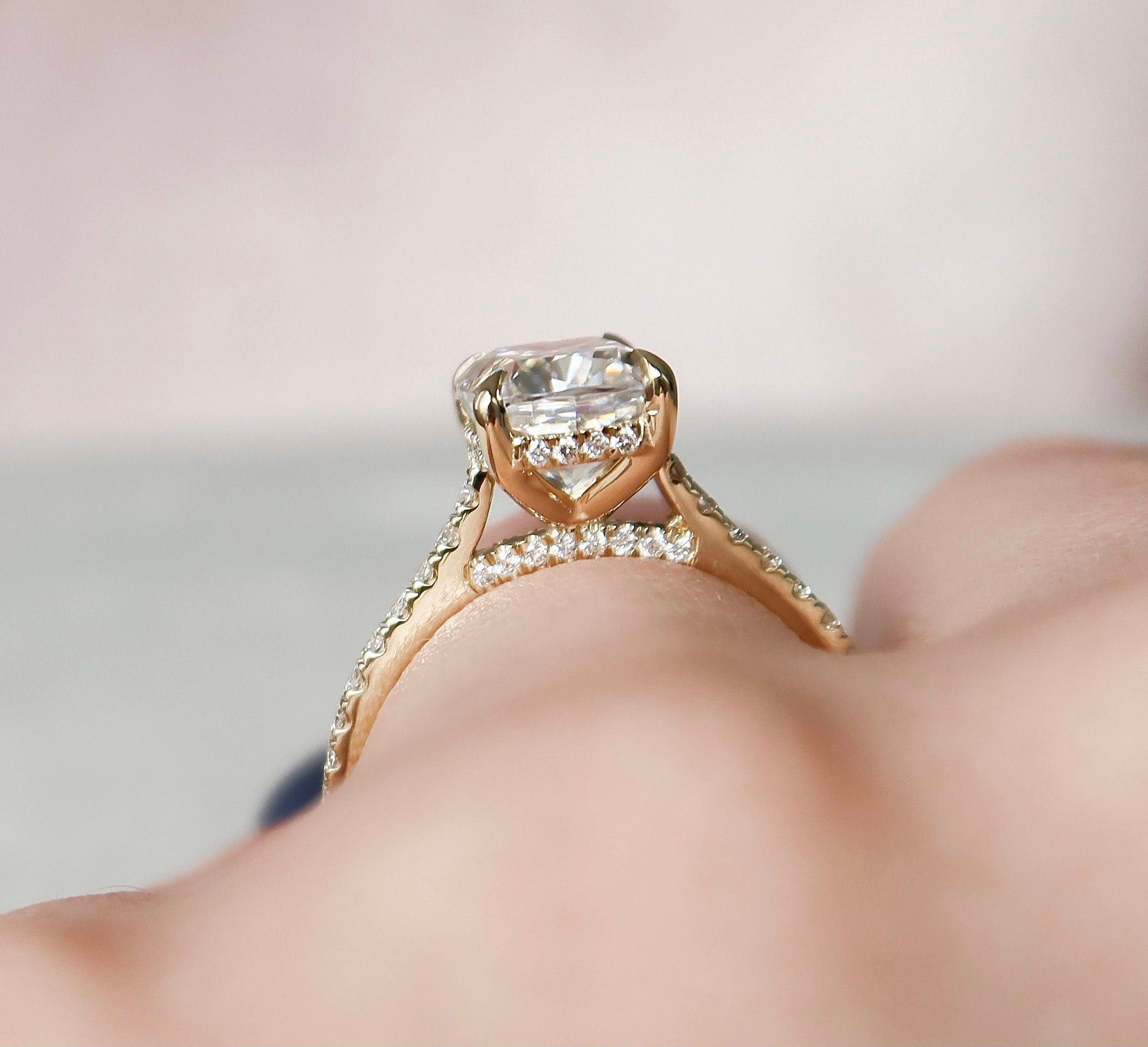 Cushion Pave Lab Grown Diamond Engagement Ring