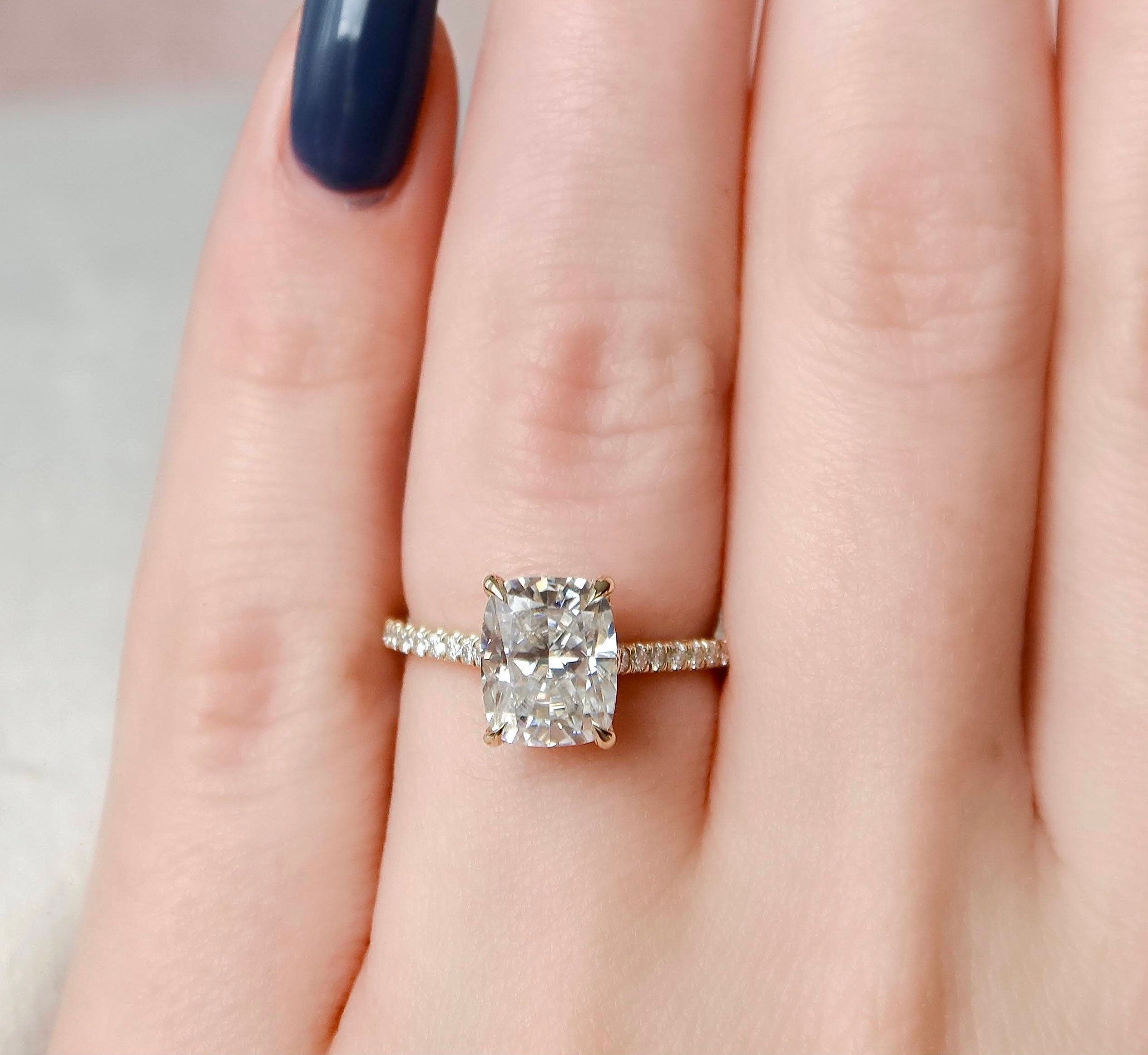 Cushion Pave Lab Grown Diamond Engagement Ring