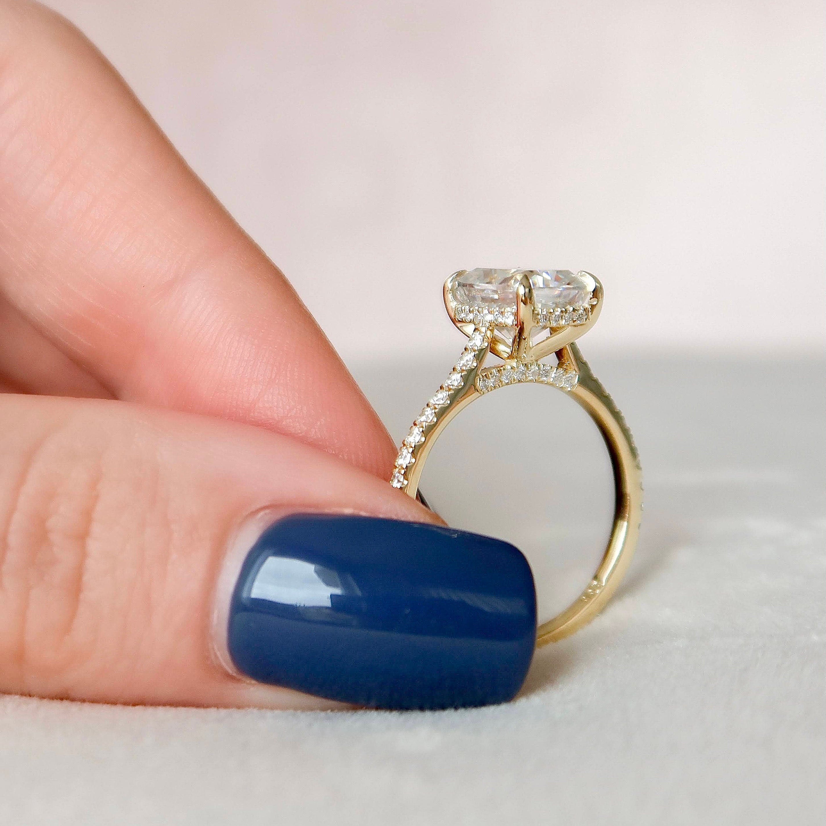 Cushion Pave Lab Grown Diamond Engagement Ring