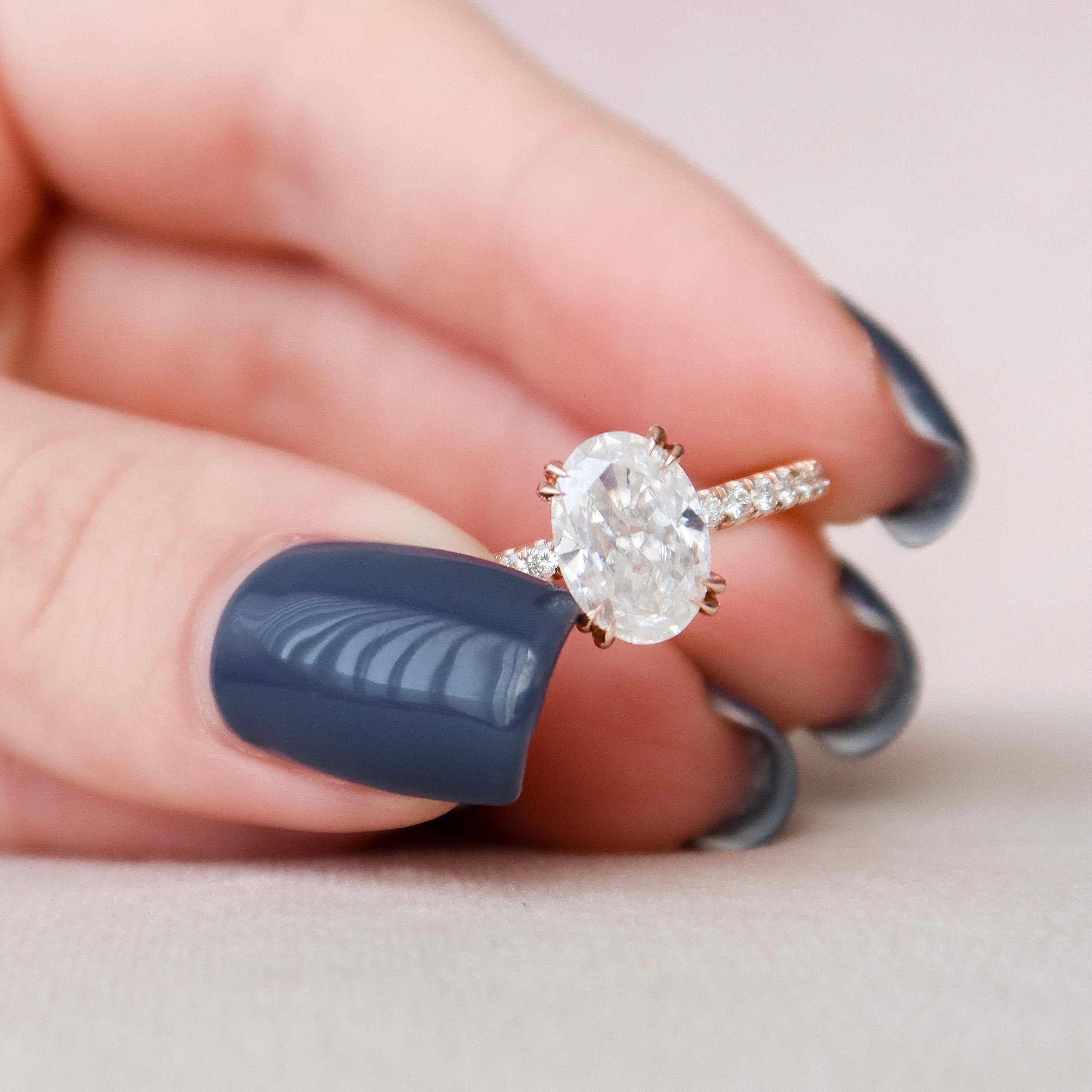 Oval Pave Lab Grown Diamond Engagement Ring