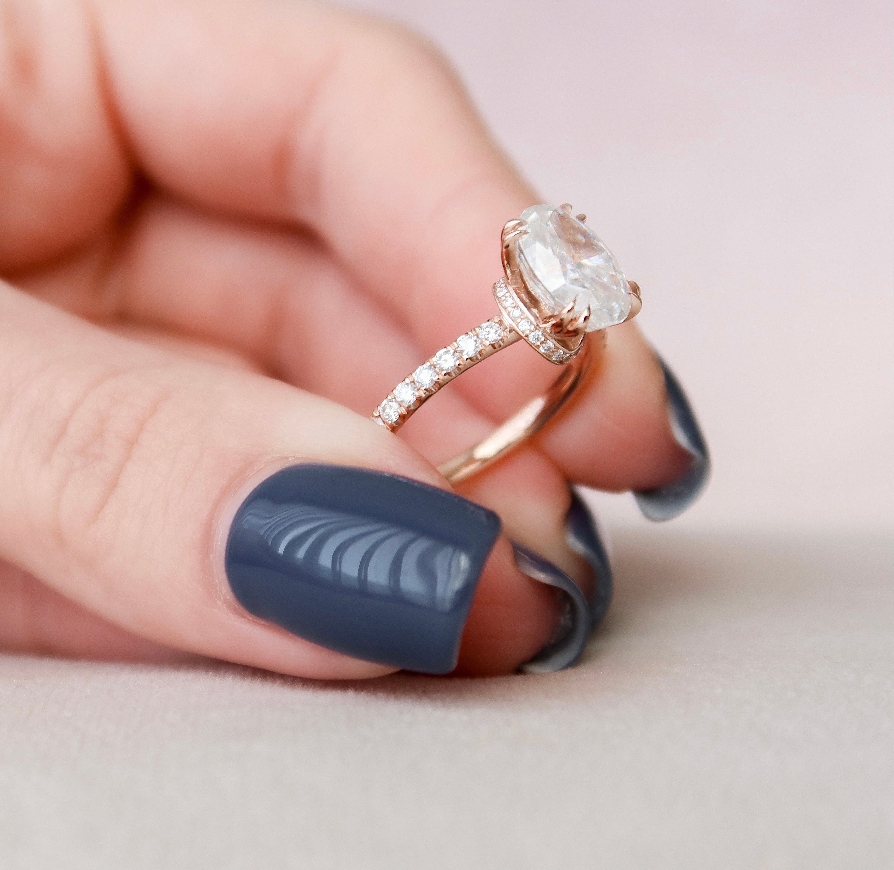 Oval Pave Lab Grown Diamond Engagement Ring